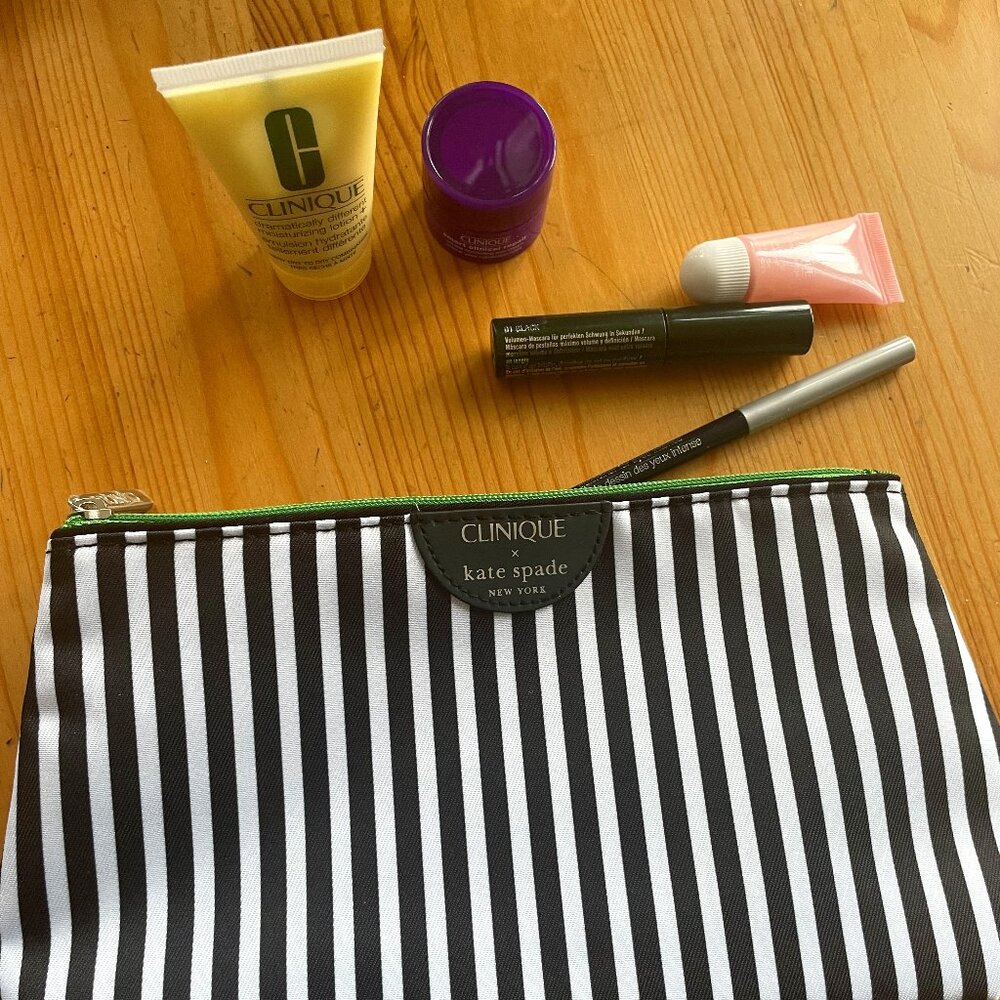 Kate Spade and Clinique New Cosmetic Bag and Travel Size Skin  Care and  Makeup